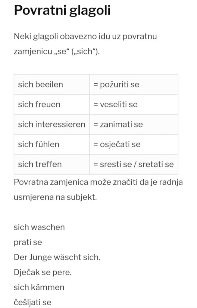 Povratni Glagoli Deutsch Viel Spass