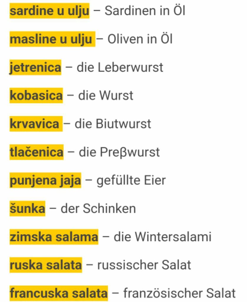 HLADNA PREDJELA – KALTE VORSPEISEN - Deutsch - Viel Spass