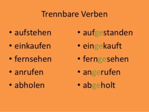 trenbbare - Trennbare Verben