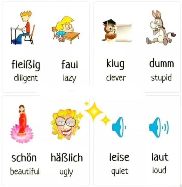 faul. dumm, laut … Deutsch Viel Spass