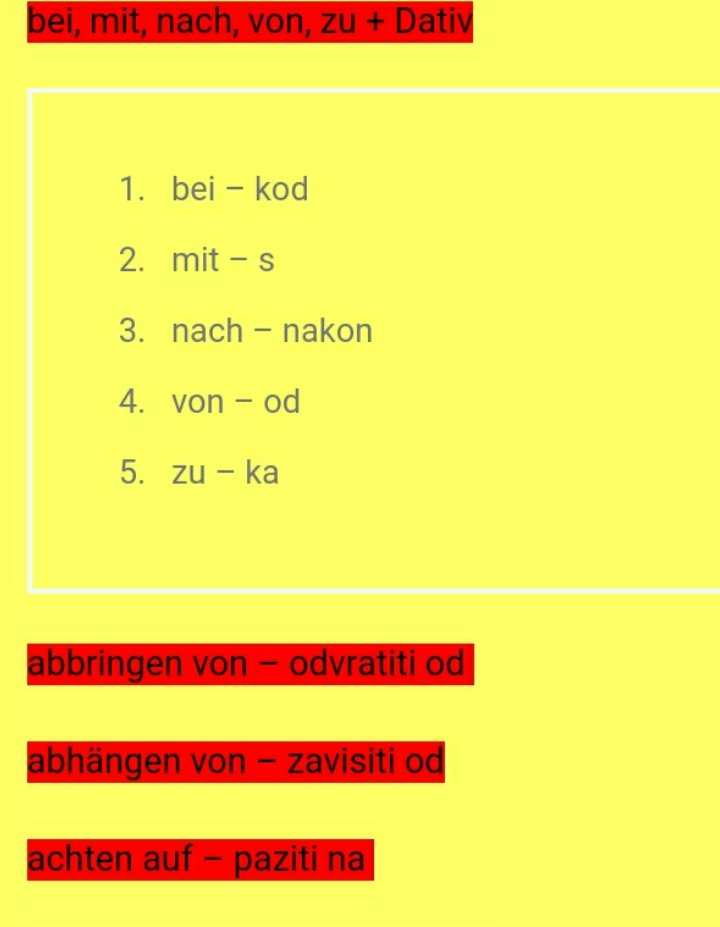 spisak - Spisak glagola sa prijedlozima – Liste der Verben mit Präposition